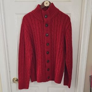 Men's H2H Classic Red Cable Knit Cardigan